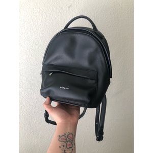 Matt&Nat Black Vegan Leather Munich Mini Backpack